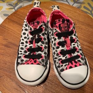 Pink black and white, animal print, Converse